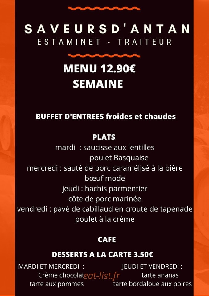 Saveurs d'antan — carte page 1