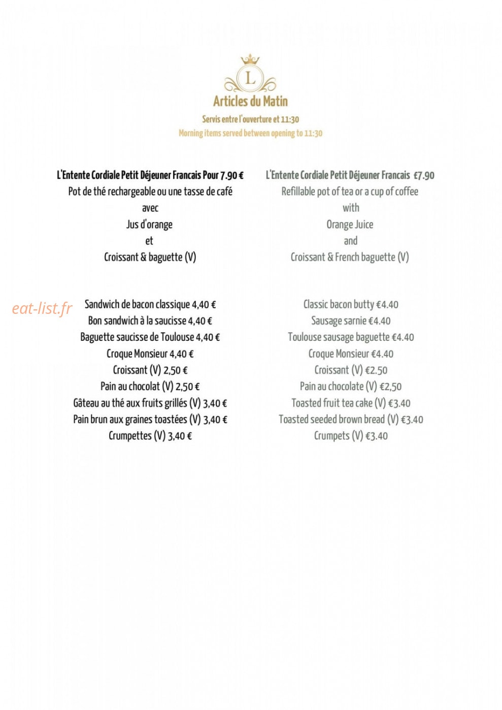 L'Entente Cordiale — carte page 1