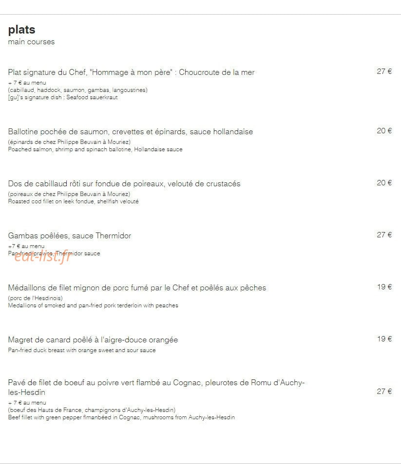 Restaurant gu — carte page 3