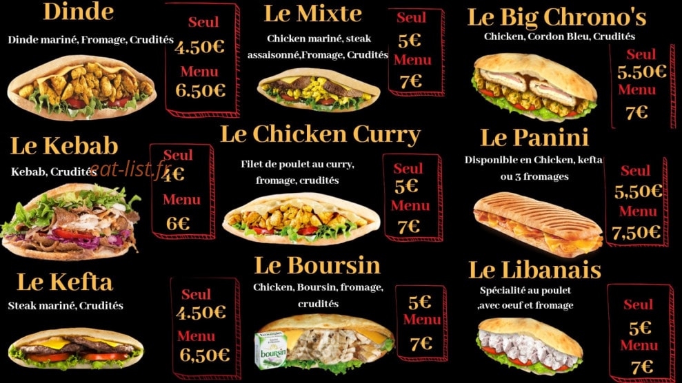 Chic'n Food — carte page 1