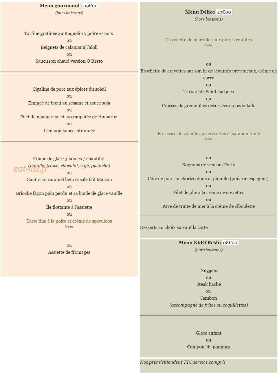 O'resto — carte page 2