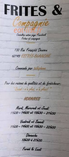 Frites et Compagnie — carte page 1