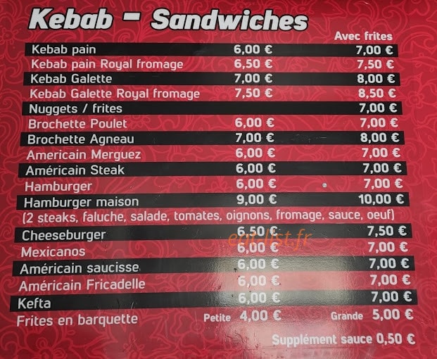 Houdain kebab — carte page 2