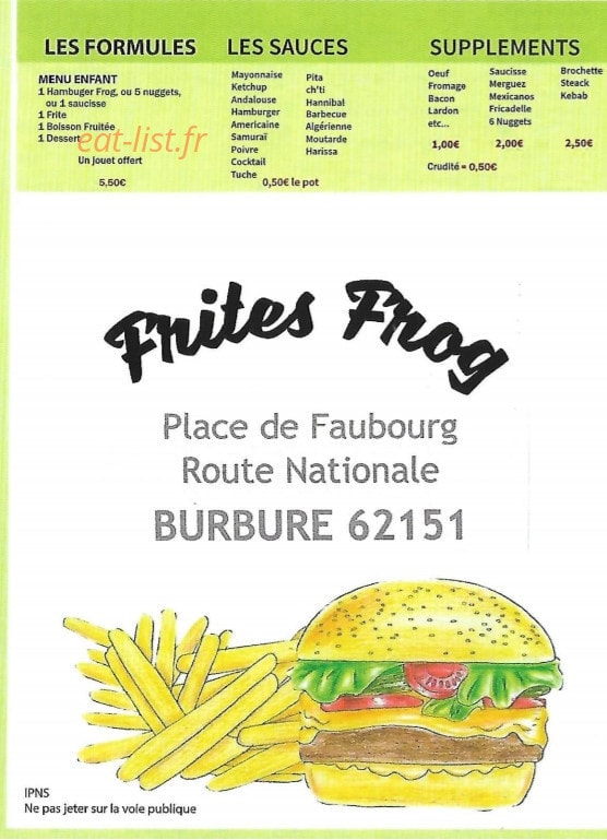 Frites Frog — carte page 5