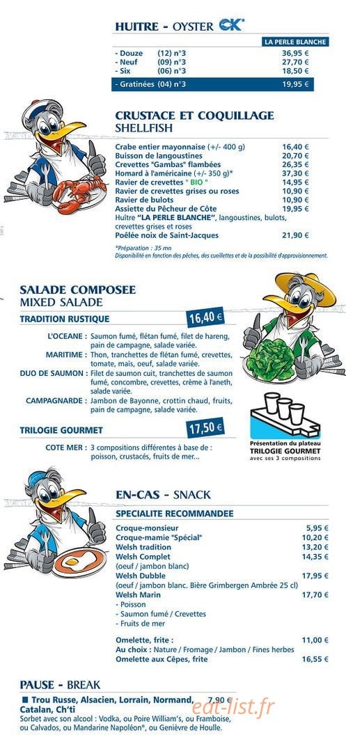 Carte et menu de Brasserie l'Océan à Nesles — Les gourmandises et crêpes