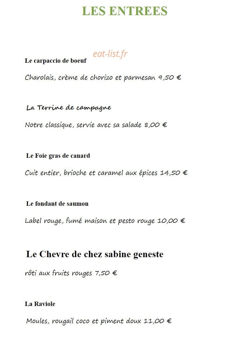 O'Délice — carte page 1