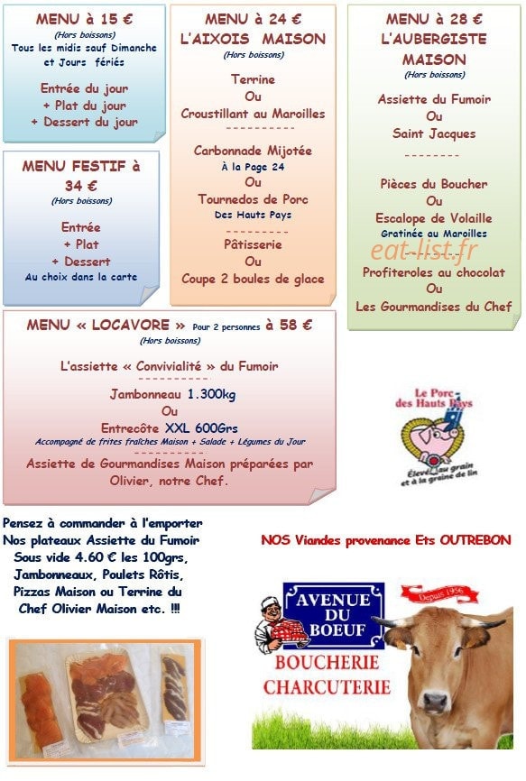 Auberge La Grange — carte page 3