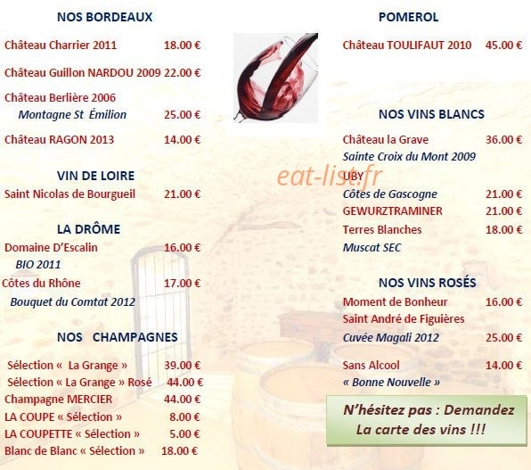 Auberge La Grange — carte page 7