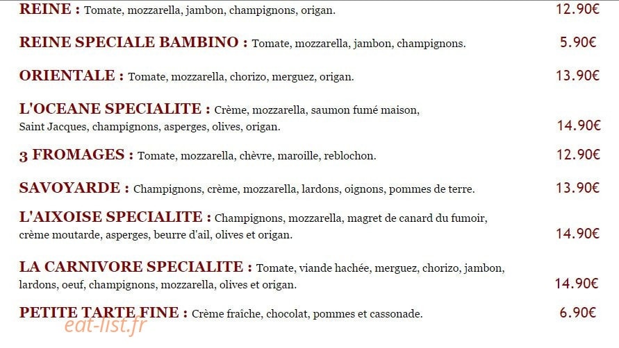 Auberge La Grange — carte page 2