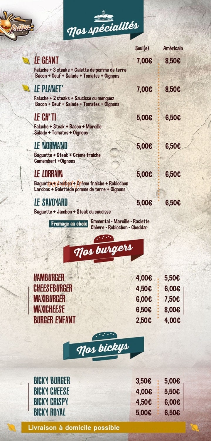 Planet Frites — carte page 2
