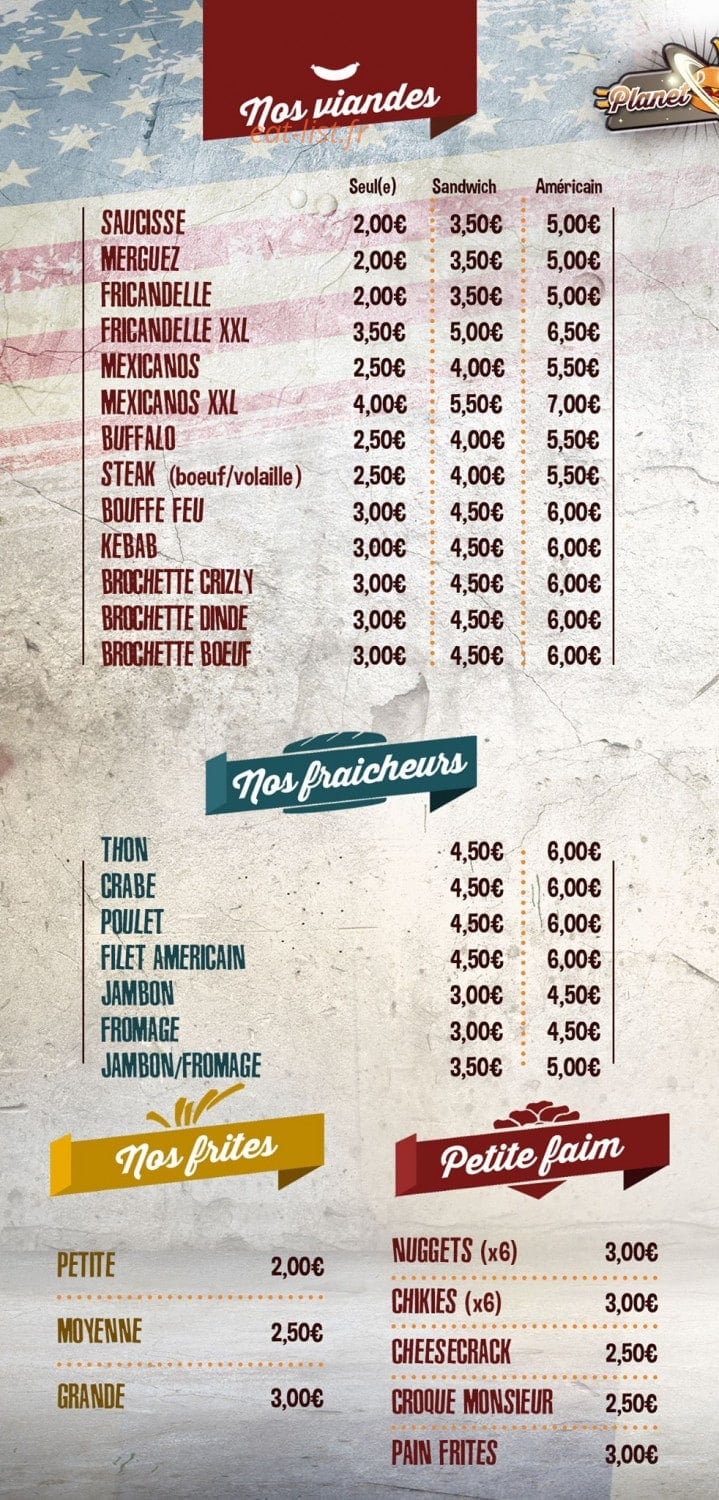 Planet Frites — carte page 3