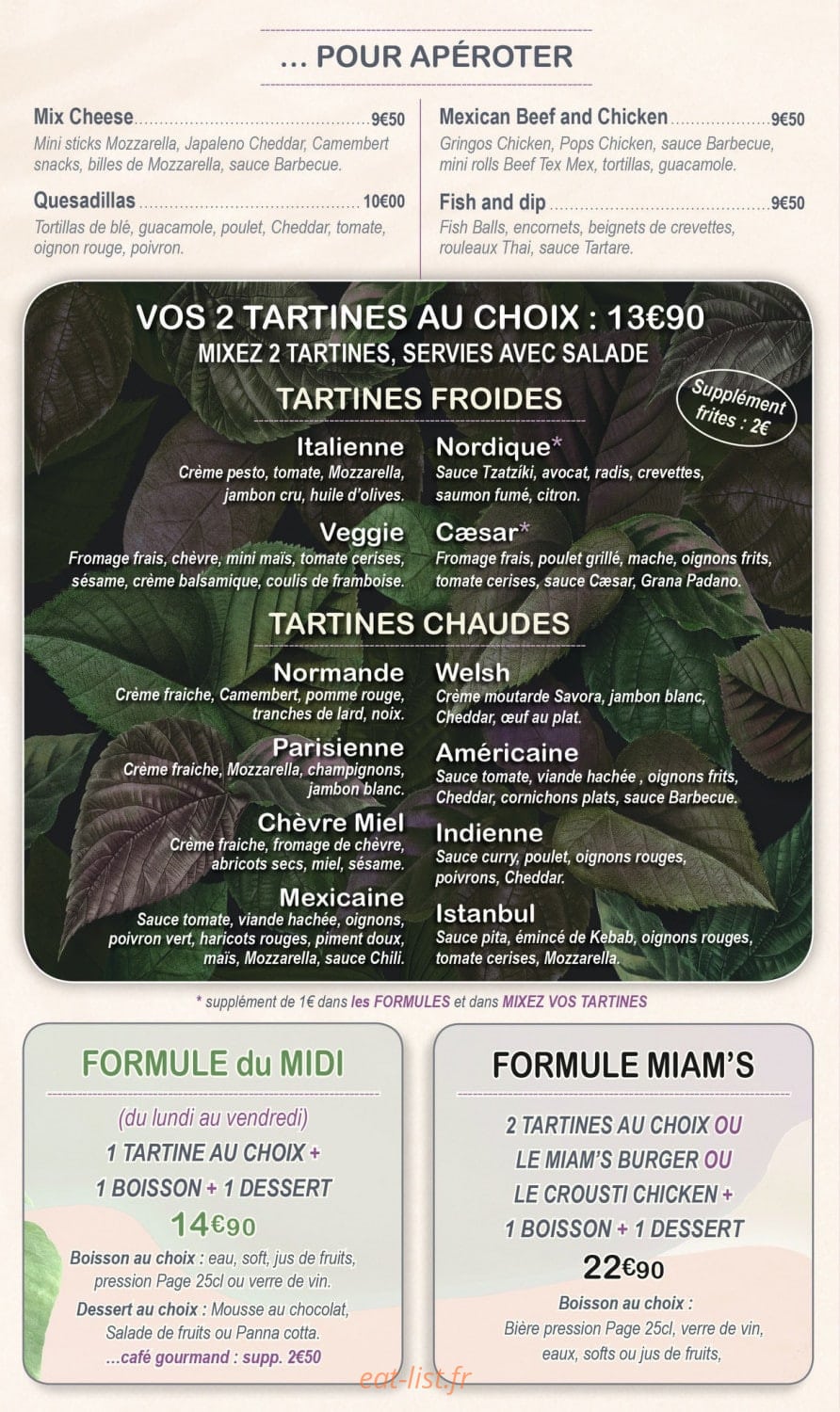 Miam's — carte page 1
