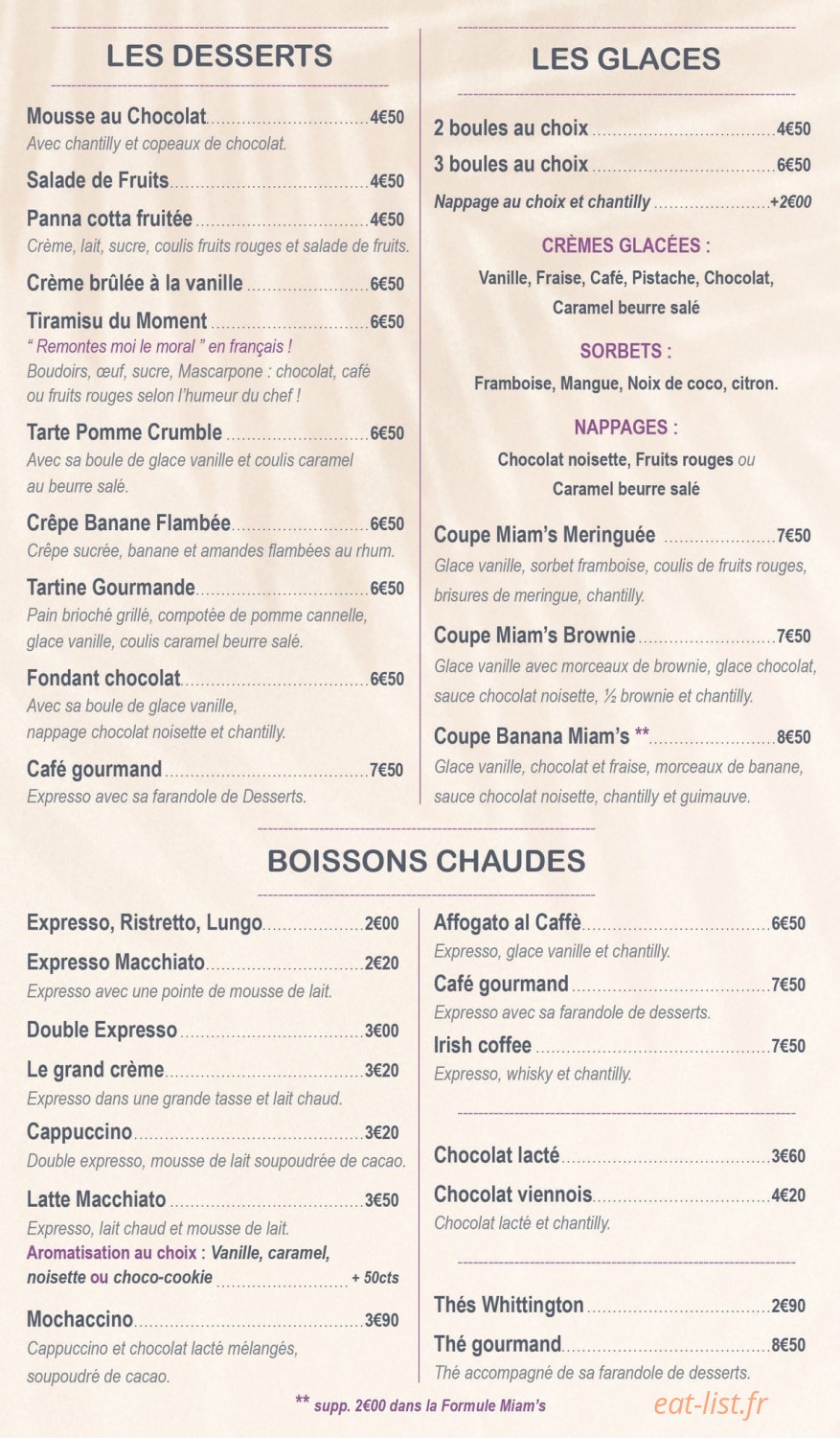 Miam's — carte page 3