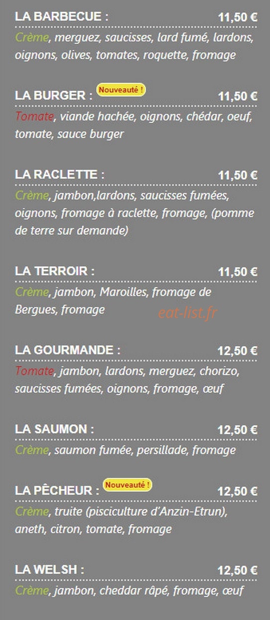 La Pat'A Pizza — carte page 4