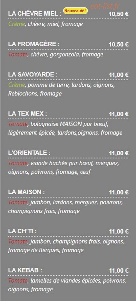 La Pat'A Pizza — carte page 3