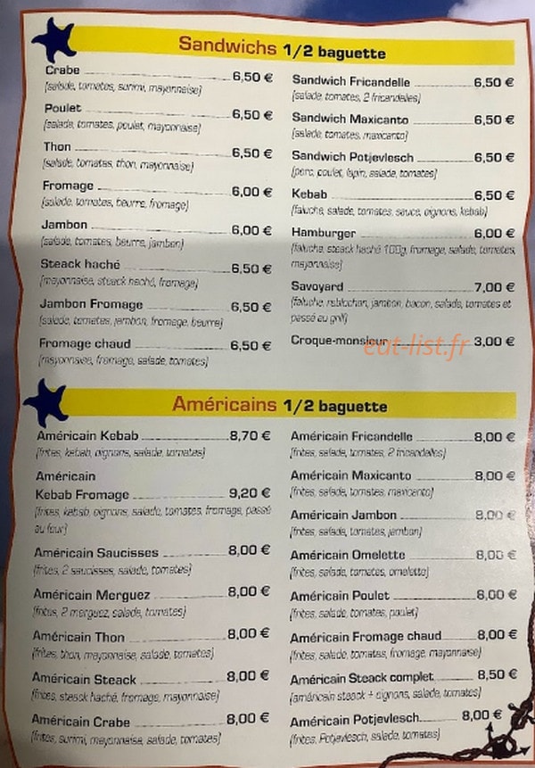 Au Petit Mousse — carte page 1
