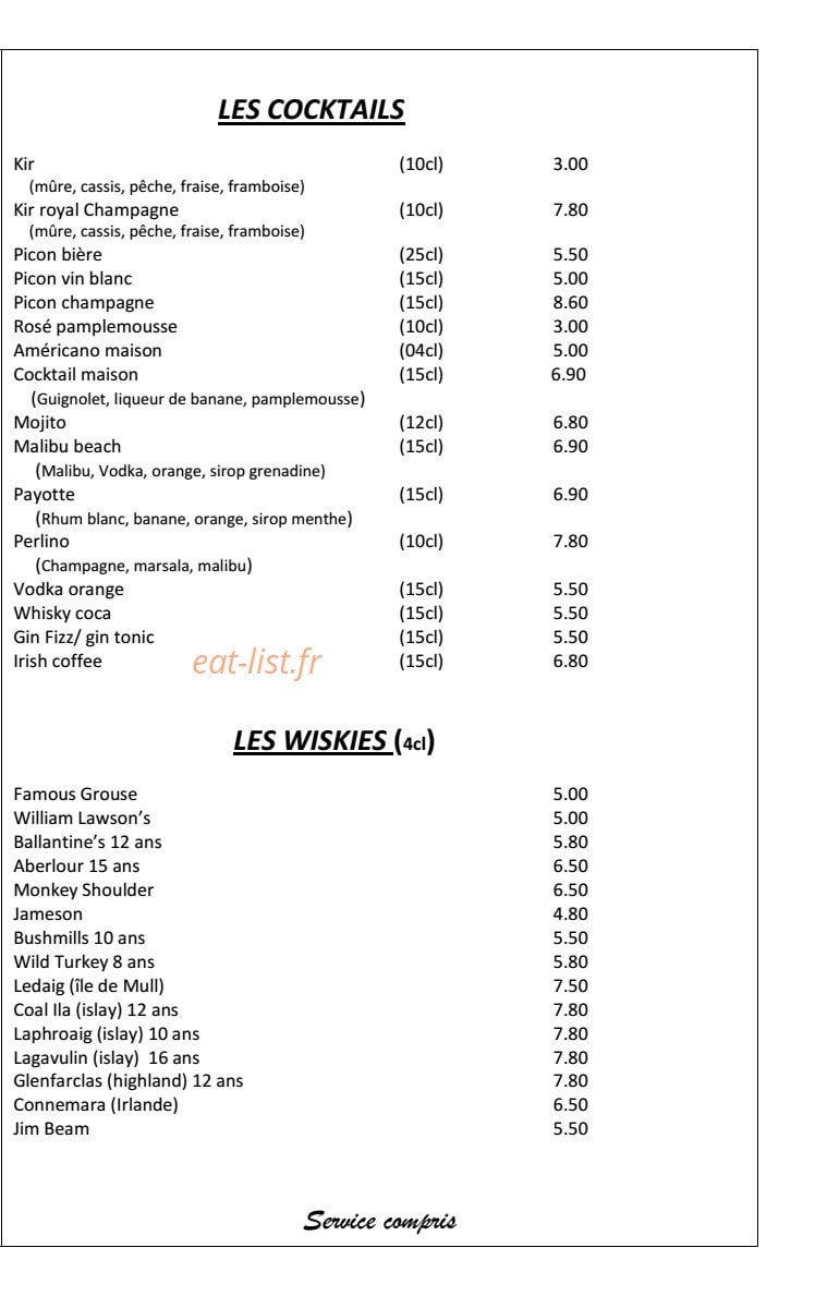 Hotel de la Plage — carte page 10