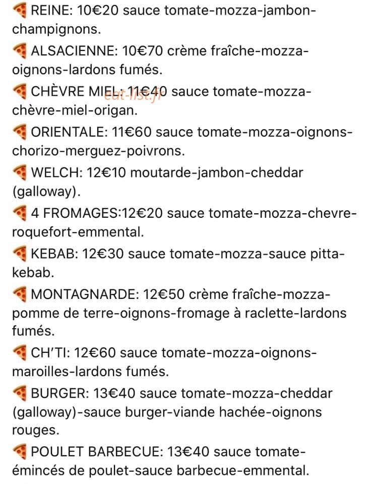 GF Pizza — carte page 1