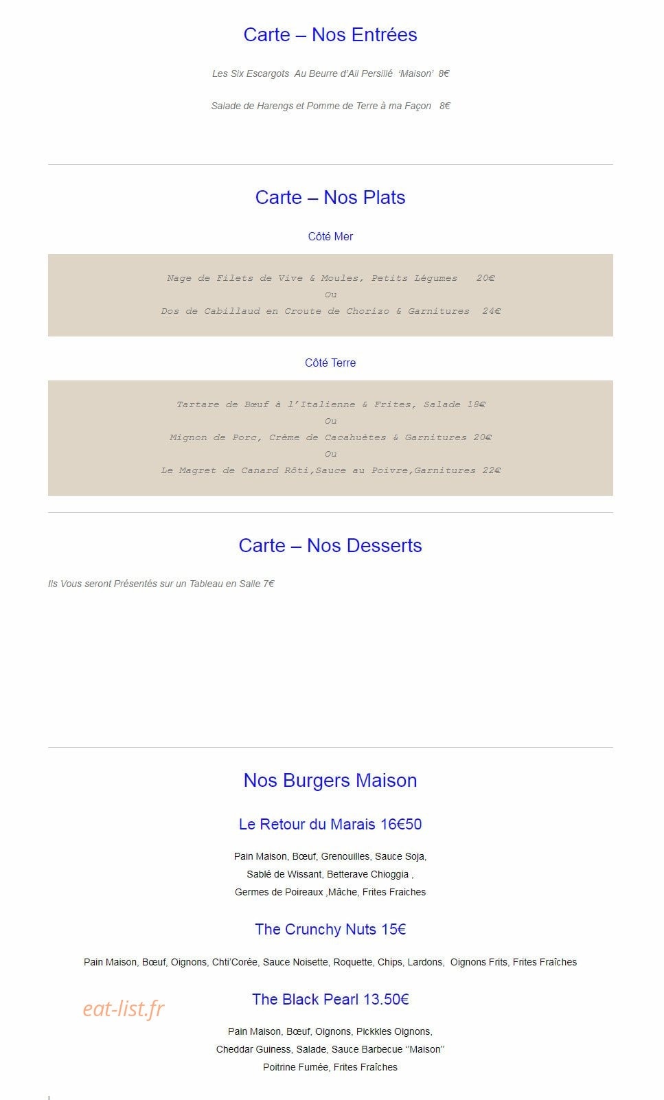 Auberge de la Canche — carte page 5