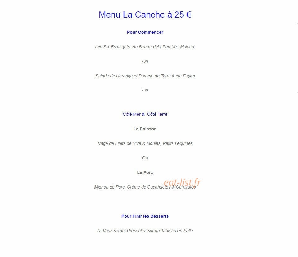 Auberge de la Canche — carte page 1