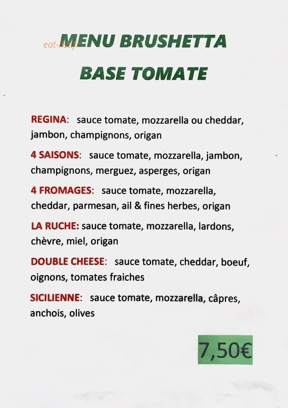 Friterie Manu — carte page 2