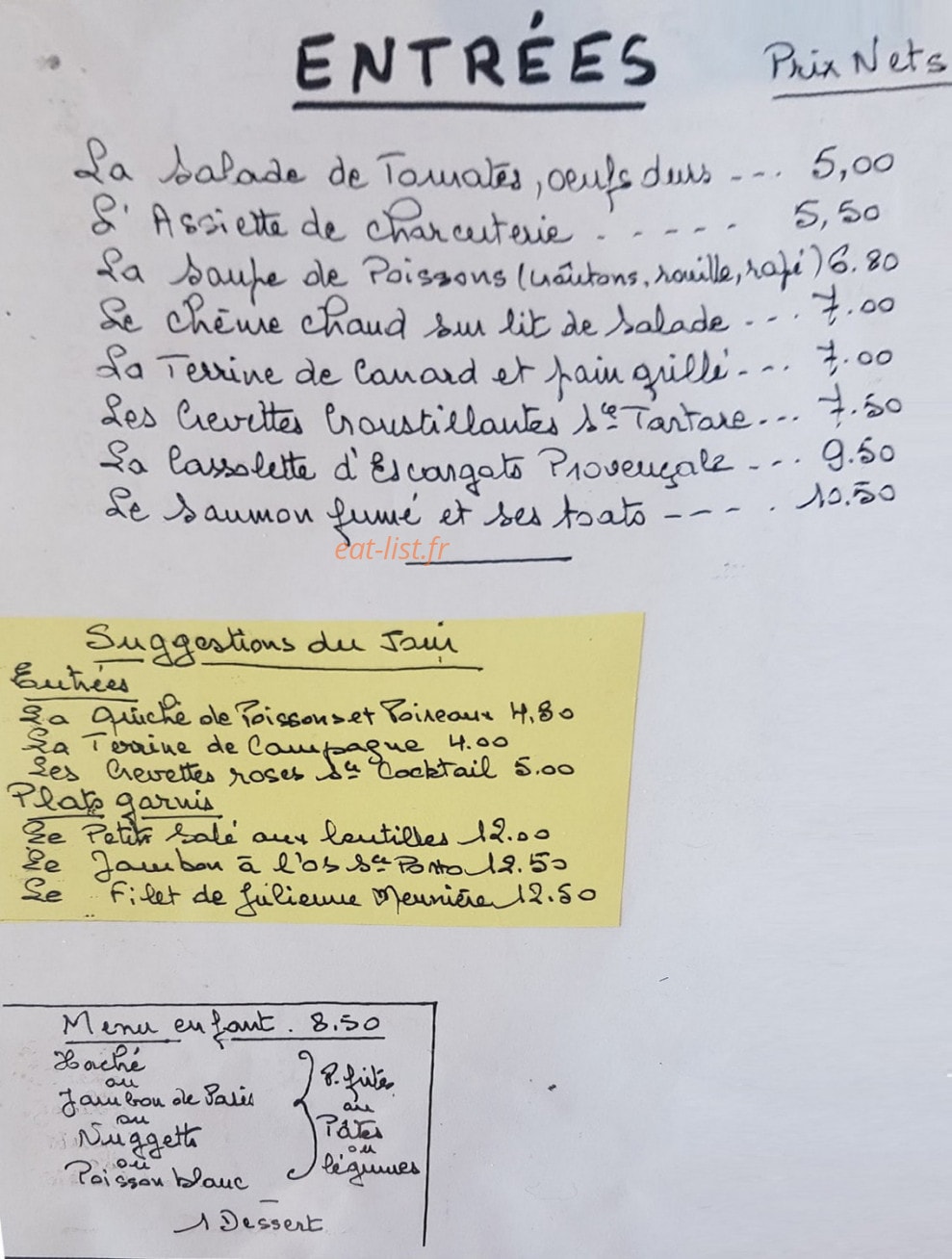 Brasserie de La Paix — carte page 1