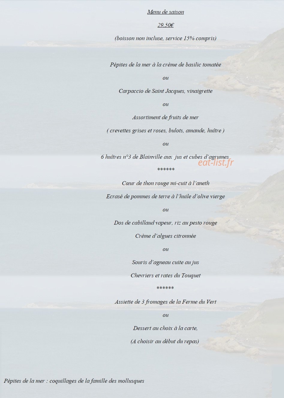 La Sirene — carte page 1