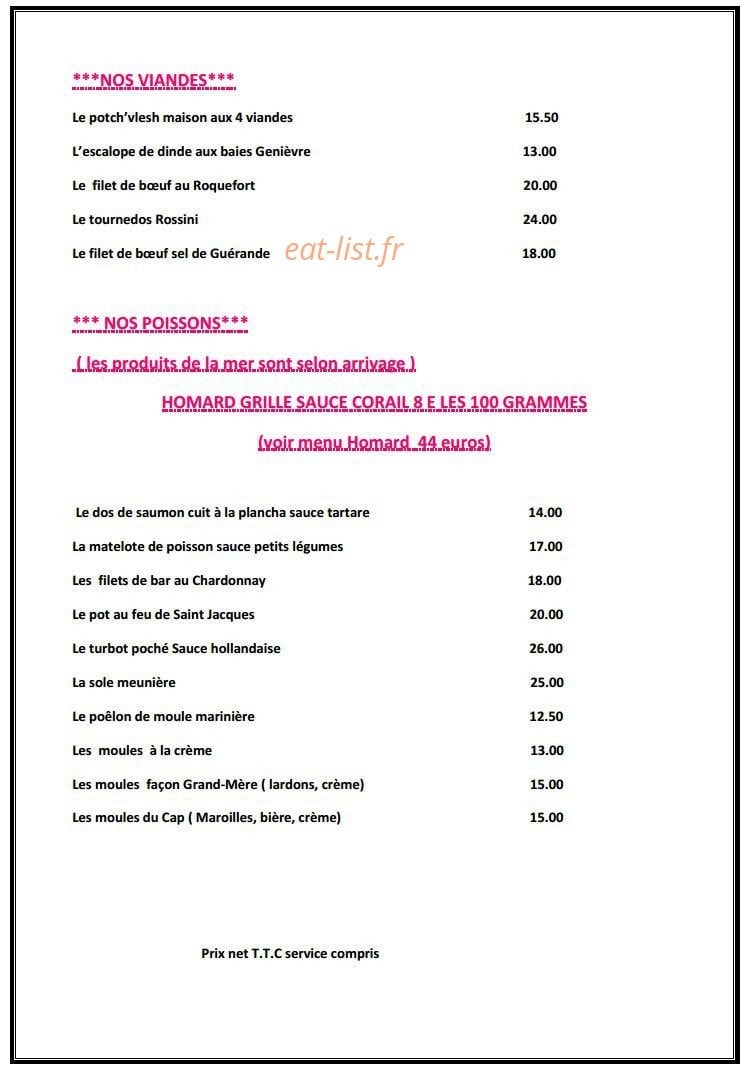 Restaurant du Cap — carte page 8