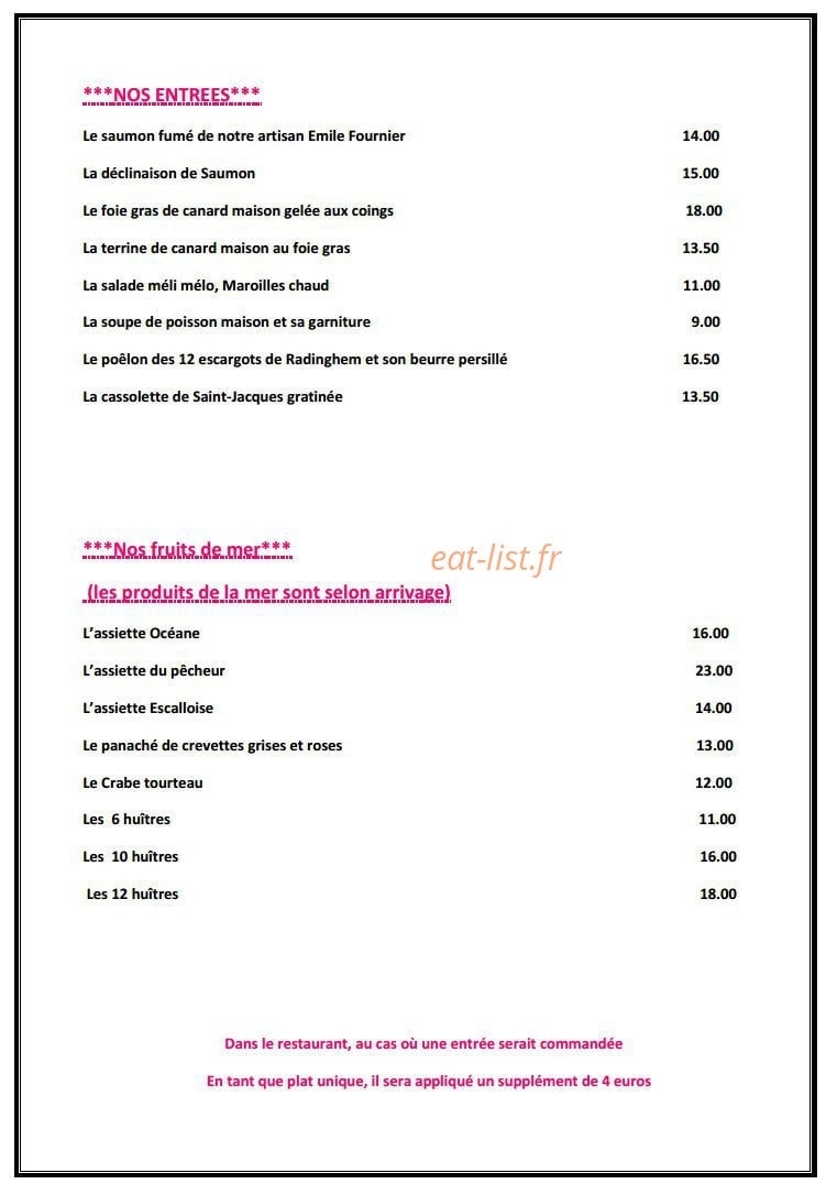 Restaurant du Cap — carte page 7