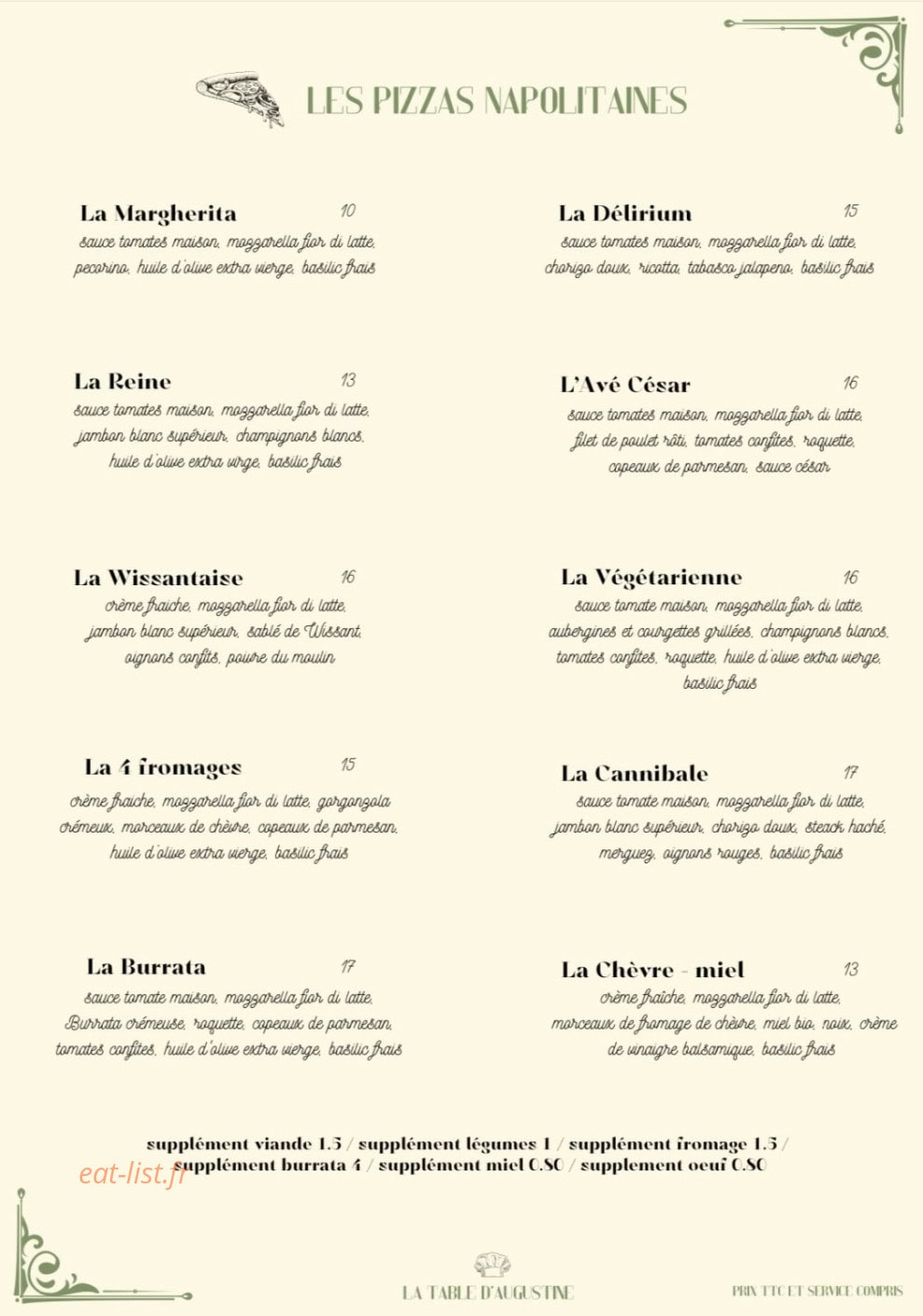 La table d'augustine — carte page 1