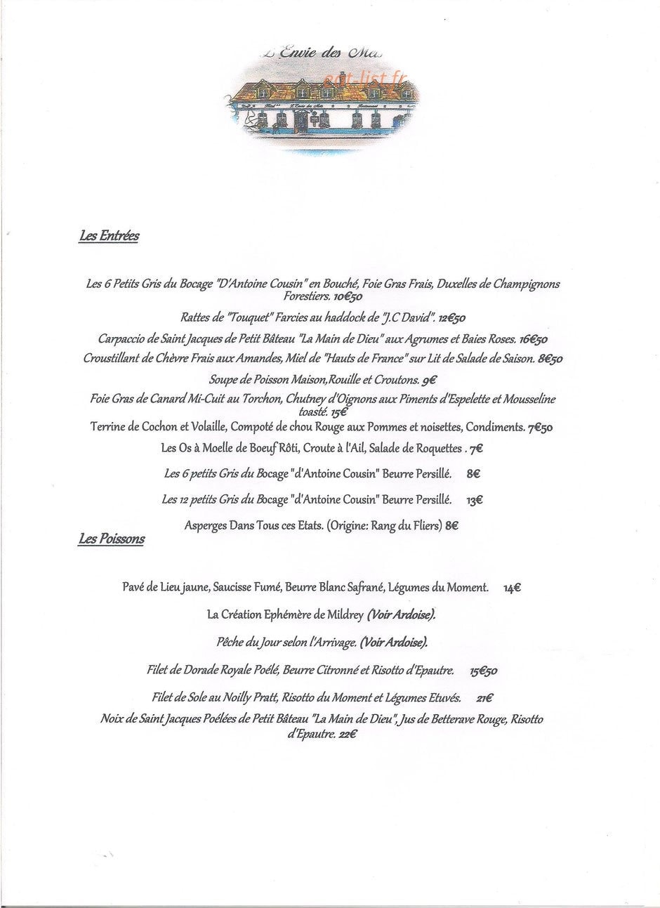 L'Envie des Mets — carte page 3