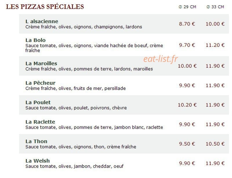 Le Kiosque à Pizzas — carte page 3