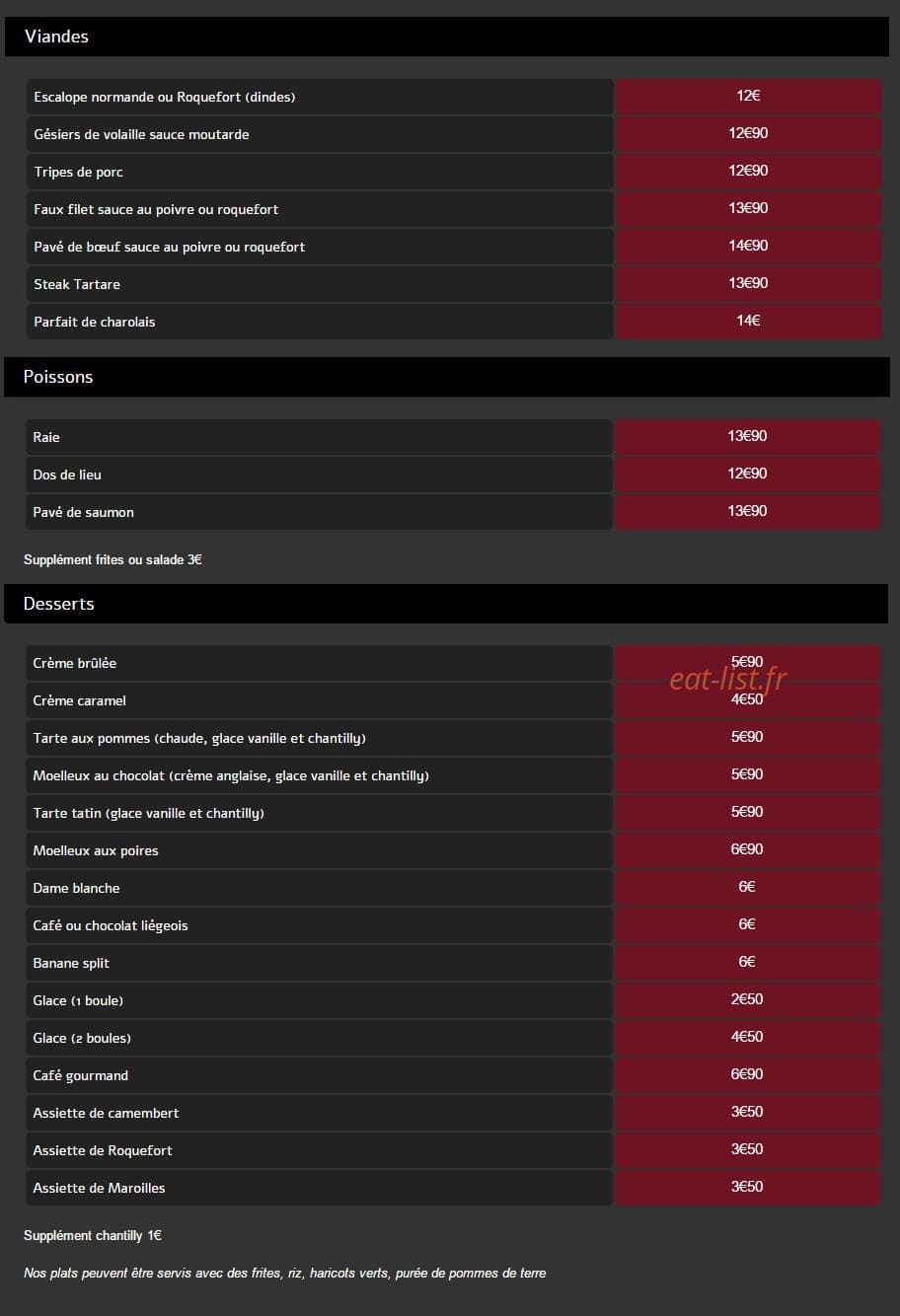 Resto Saint Hubert — carte page 2