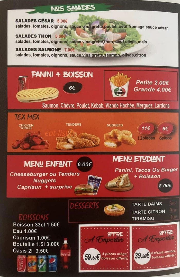 El mondo pizza — carte page 6