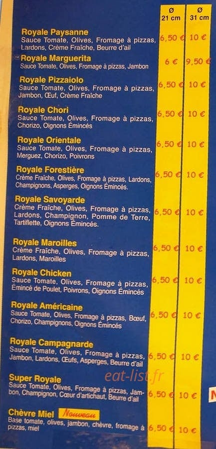 Pizza du lion — carte page 1