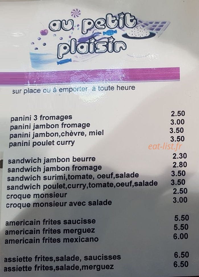 Au petit plaisir — carte page 1