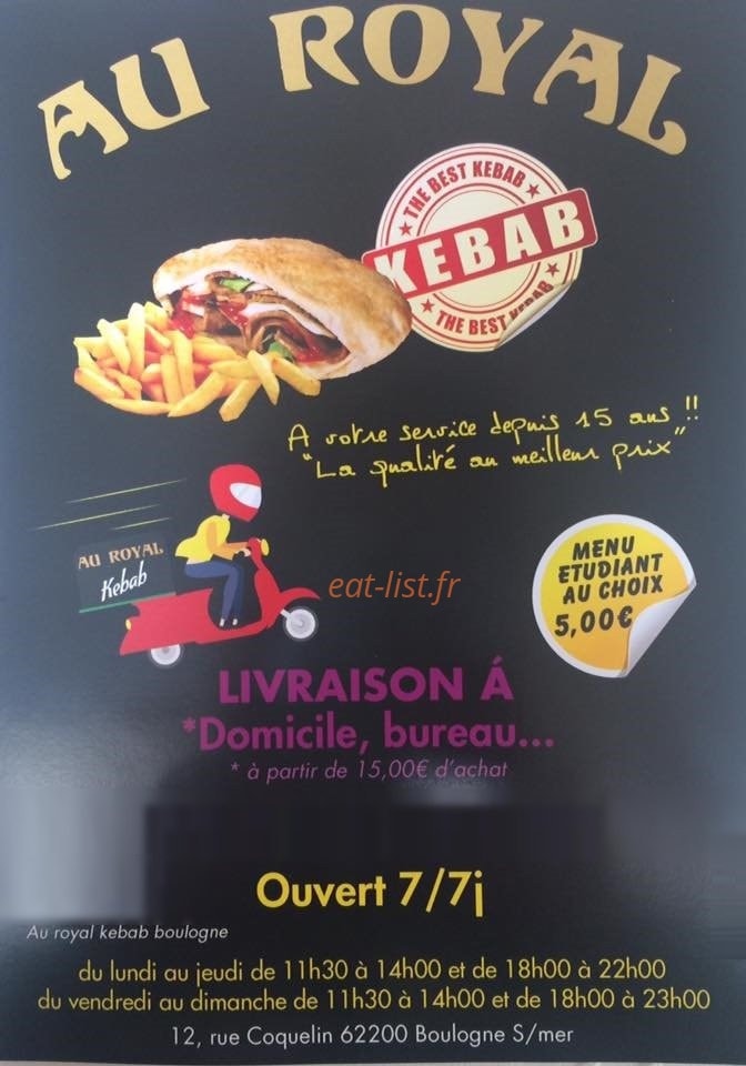Au Royal Kebab — carte page 1