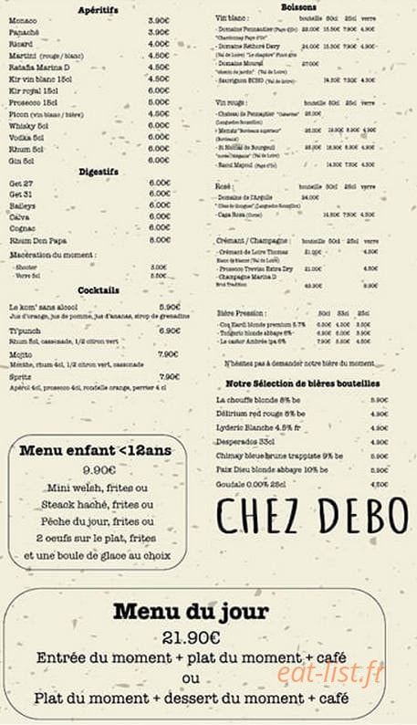 Chez Débo — carte page 3