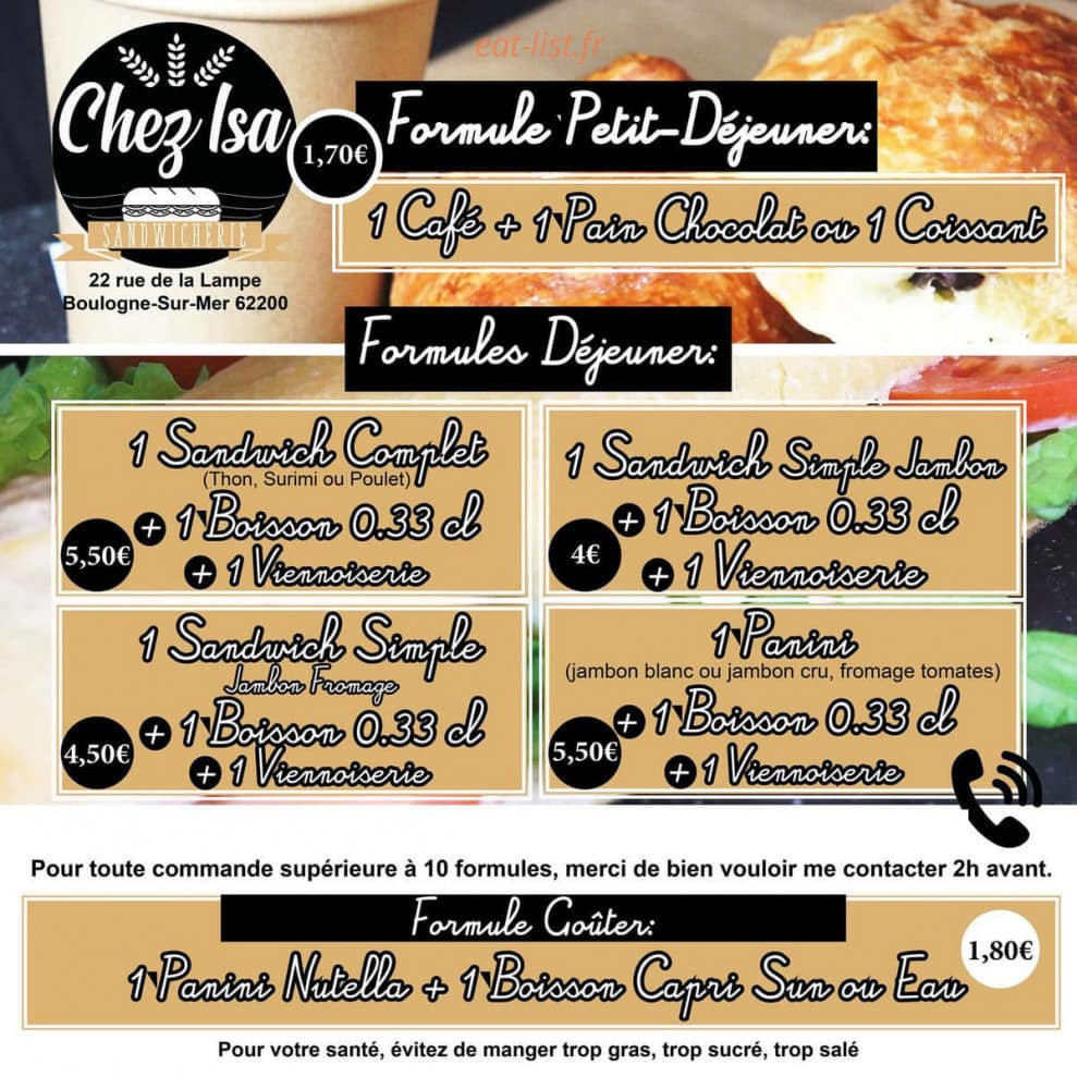 Chez Isa — carte page 1