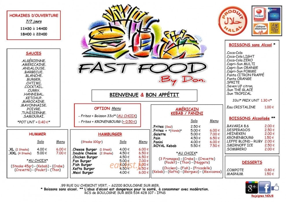 Fast Food By Don — carte page 1