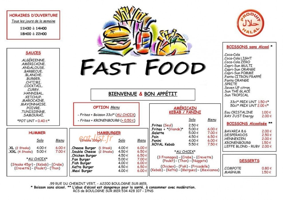 Fast food by malika — carte page 1