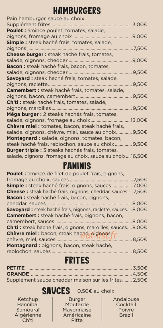 Friterie Tonin — carte page 3
