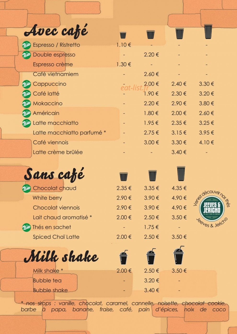 Kawa coffee house — carte page 1