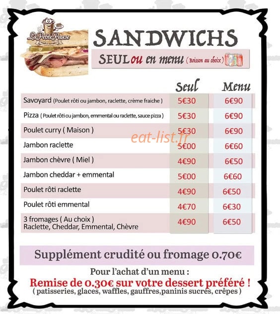 La petite pause — carte page 2