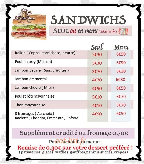 La petite pause — carte page 1