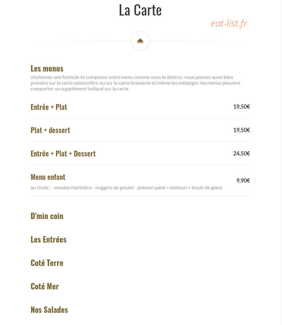 Le Bistrot Du Vingt — carte page 1
