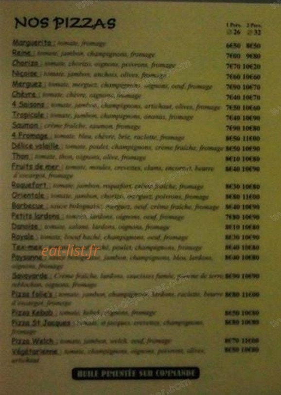 Pizza folie's — carte page 1