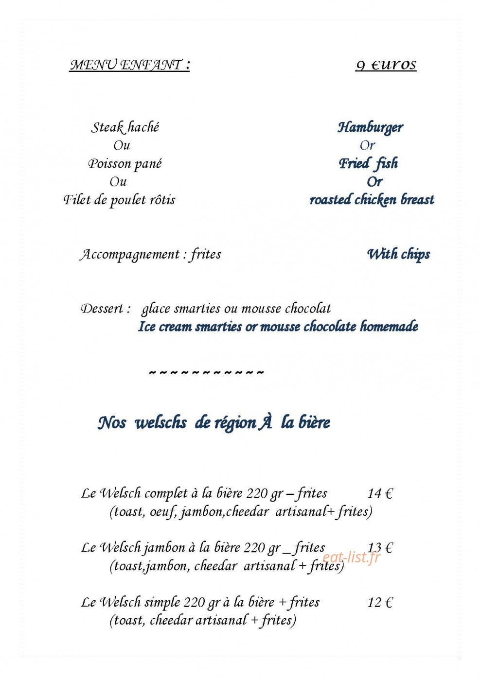 Carte et menu de Restaurant De La Haute Ville à Boulogne sur Mer — Le menu à 46€