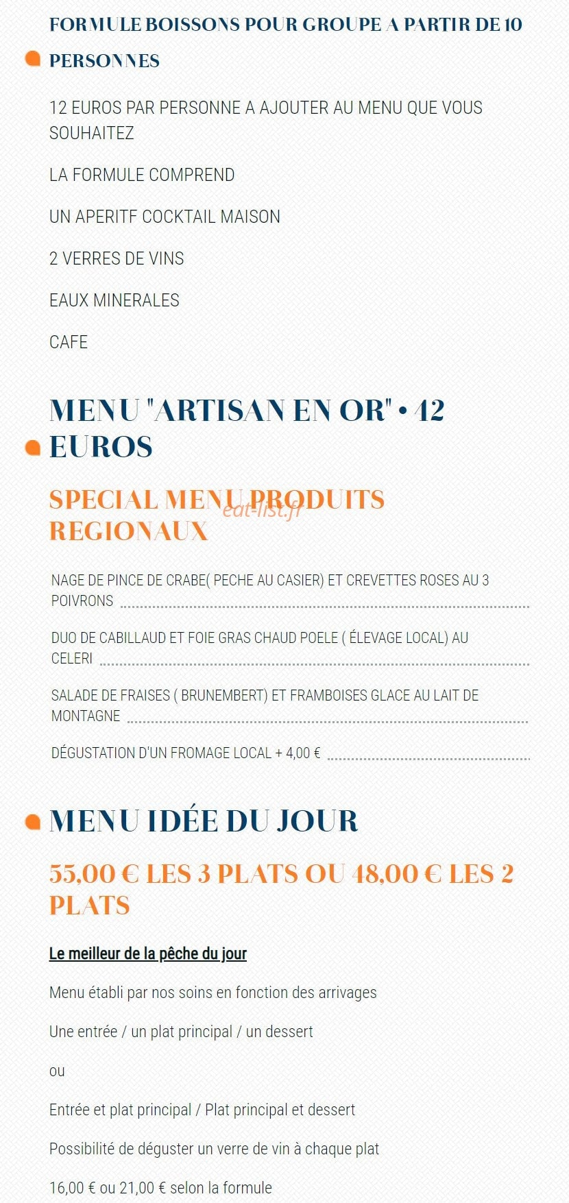 Restaurant de la Plage — carte page 3