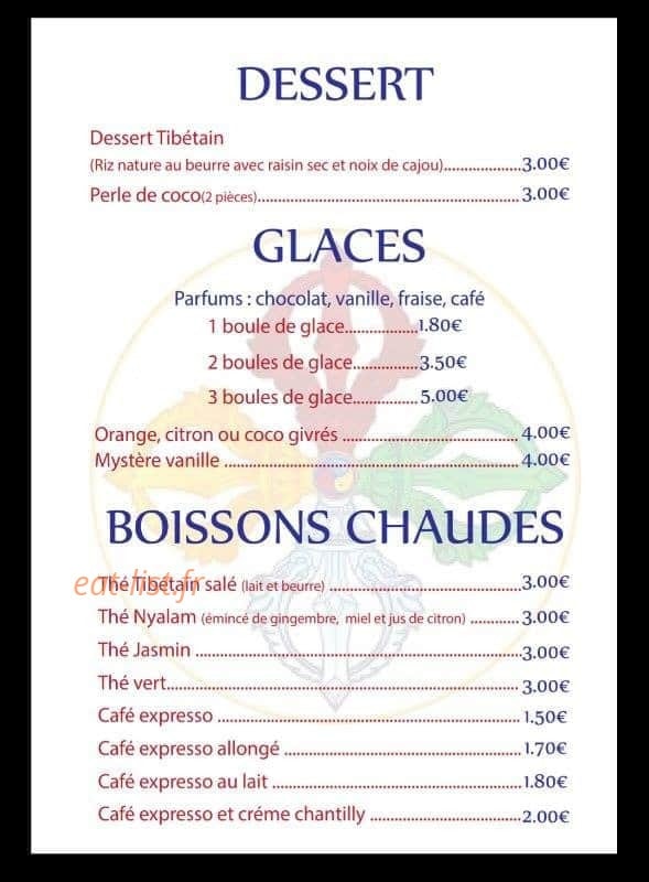 Restaurant Tibétan — carte page 6